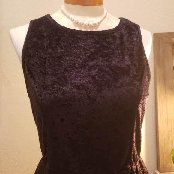 Crushed Black Velvet Sleeveless dress Sz LARGE - Picture 4 of 9